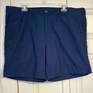 COLUMBIA Men's 40 Blue Flat Front Wicking Shorts Athleisure Hiking 8" Inseam